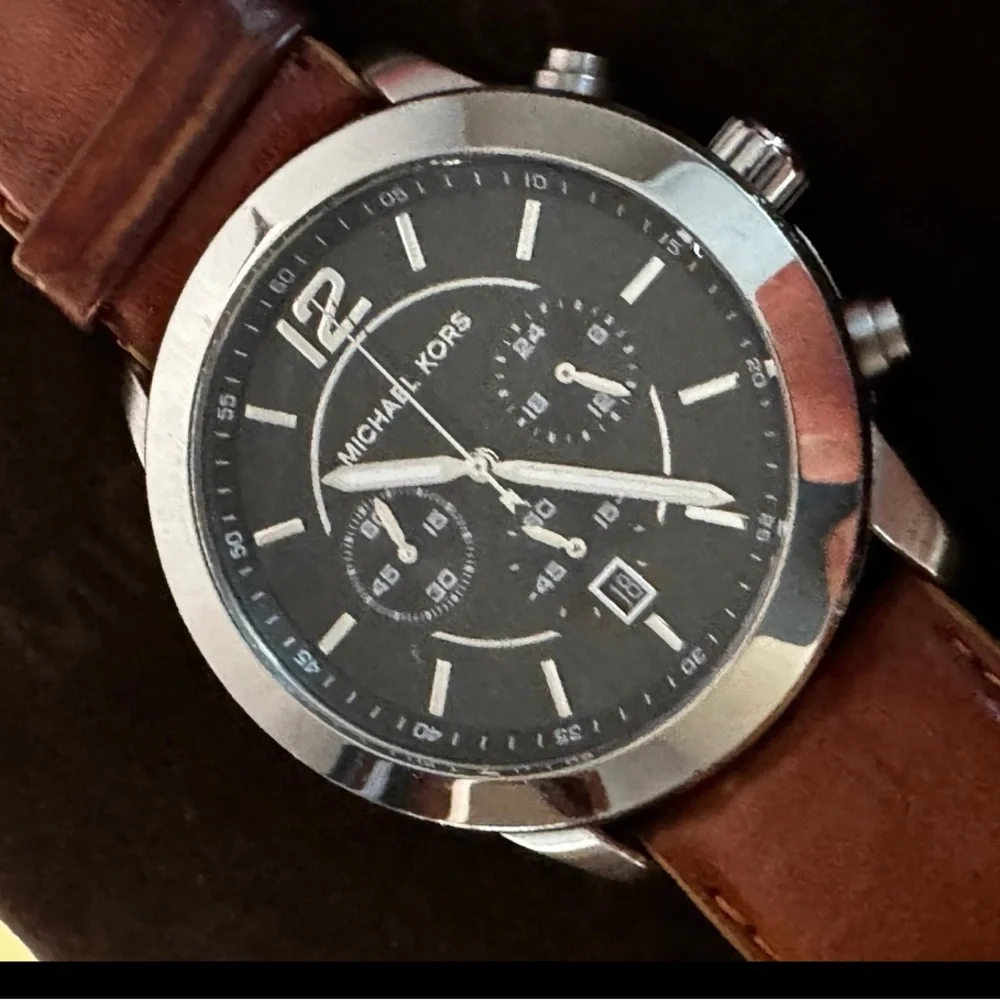 Michael Kors Silver and Brown Chronograph Watch